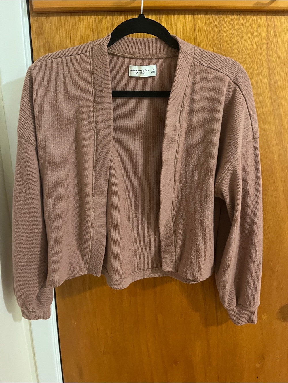Abercrombie & Fitch Mauve Open-Front Knit Cardigan